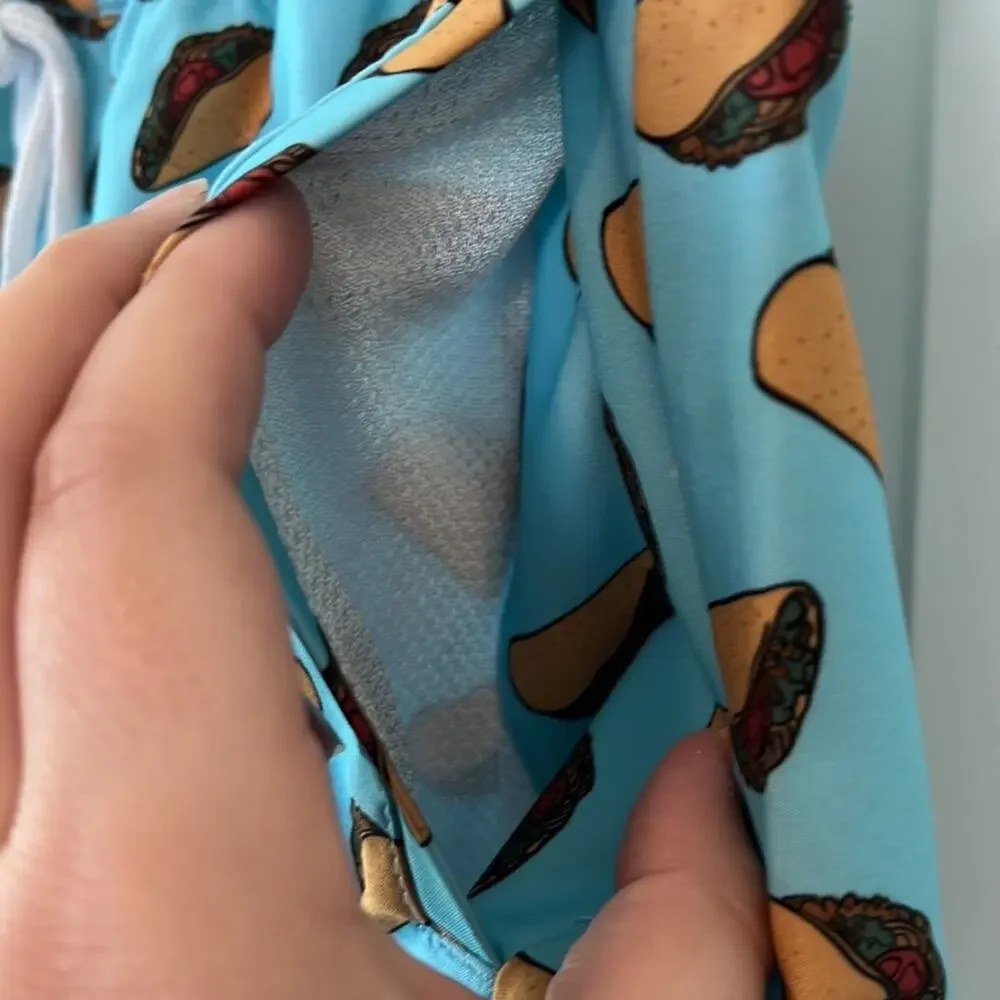 Lucky Brand Saturday Stretch Polyester Blend Blue Taco Swim Trunks